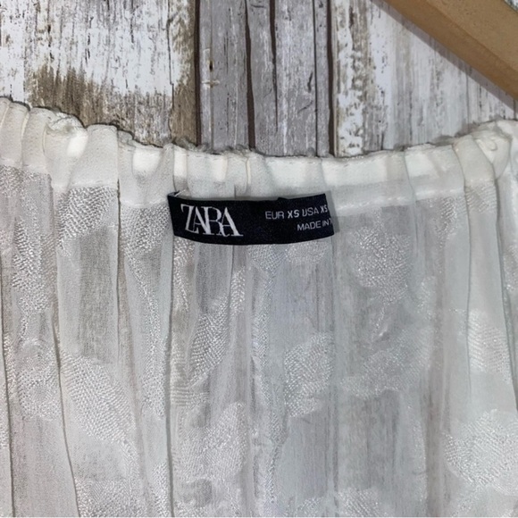 Zara White Sheer Floral Blouse - Picture 5 of 6